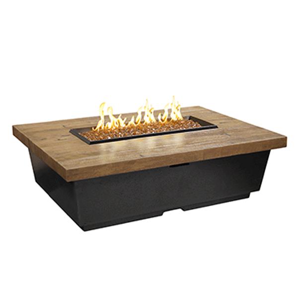 French Barrel Oak Contempo Rectangle Firetable